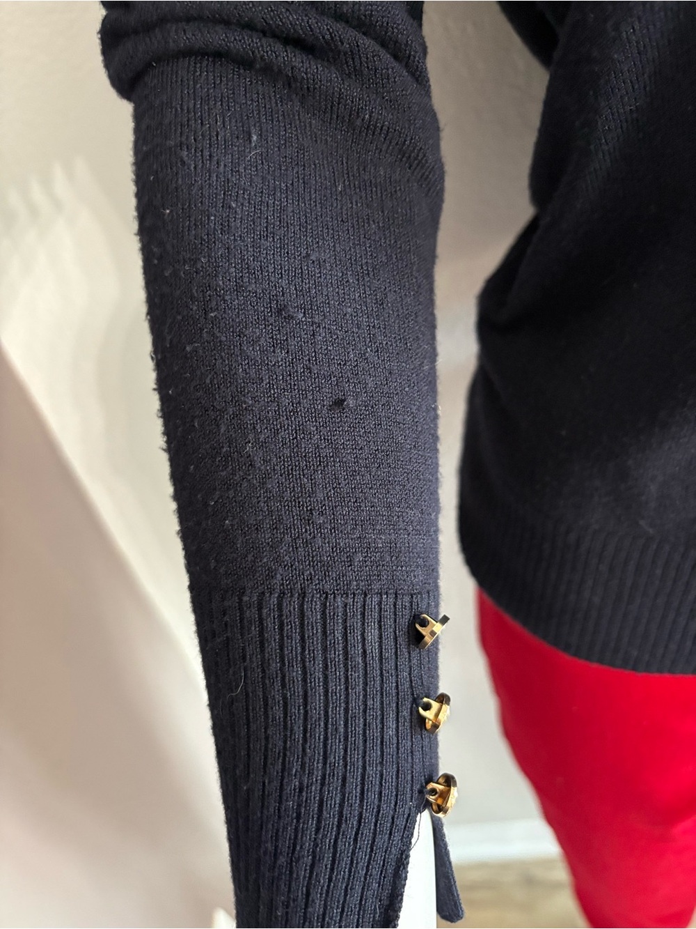 Philosophy Navy V-Neck Cardigan with Gold Buttons - Picture 3 of 6